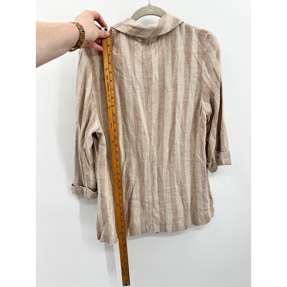 Nutmeg Tan Beige Striped Linen Blend Single Button Blazer Jacket Size US 10 - Picture 8 of 8